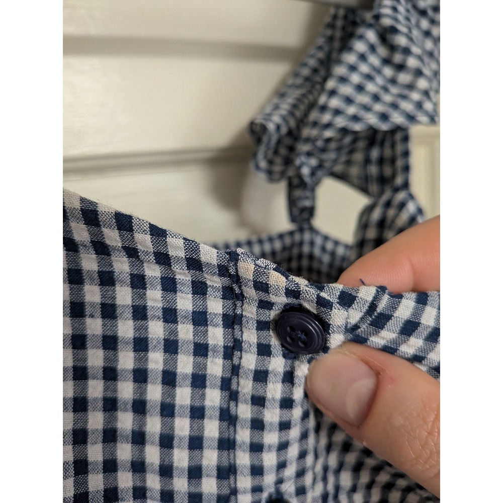 Gal Meets Glam Carly Navy Blue White Gingham Belted Dress Size 8 - Picture 8 of 8